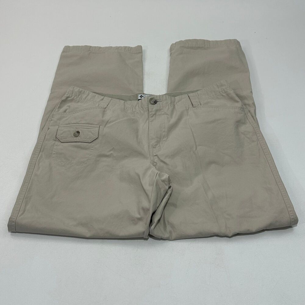 Columbia Women's Pants Khaki Cotton Relaxed Fit Outdoor Hiking Trousers, Size 12